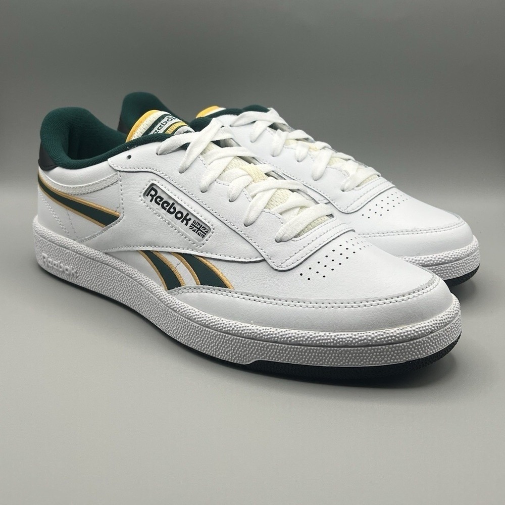 Reebok Classic Club C Revenge White Green Yellow Retro Shoes - Men's Size 12 NEW